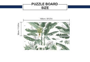 Detailed size chart for tropical banana leaf and white cat self-adhesive wall stickers