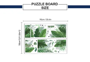 Size guide for tropical green leaf wall stickers showing 90x60cm dimensions on white background