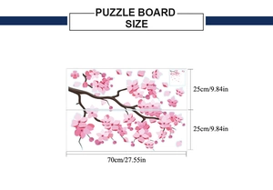 Detail of pink cherry blossom wall stickers with puzzle board size and measurements