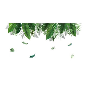 Waterproof PVC tropical green plant wall stickers with banana and palm leaf patterns
