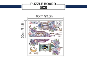 Detailed wall sticker layout size chart featuring lanterns and flowers 60cm by 30cm