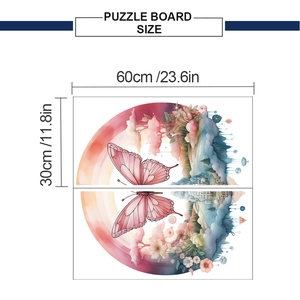 Detail of colorful butterfly and floral wall sticker showing 60x30cm product dimensions