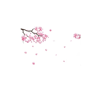 Creative cherry blossom wall stickers with pink petals and brown branches for home decor