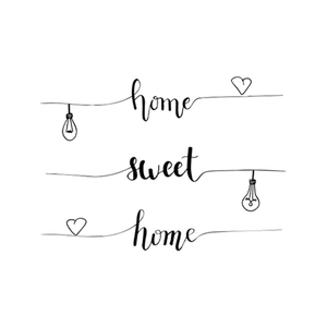 Sticker mural Home Sweet Home avec lettrage artistique et cœur pour décoration maison