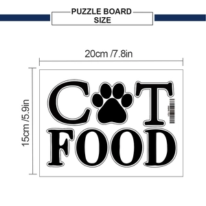 Detailed view of Cat Food wall sticker with dimensions 20x15cm and cat paw design