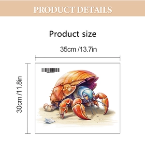 Detail view showing a 35x30cm cartoon hermit crab waterproof sticker for bathroom decor