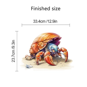 Detailed view of ocean hermit crab wall sticker with size 33.4cm by 23.7cm measurements