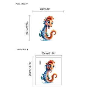 Sticker WC hippocampe dessin animé 3D décoration murale salle de bain adhésive