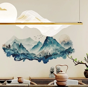 Moderne wandlamp met Chinese inkttekeningstijl en zachte LED-sfeerverlichting in de kamer