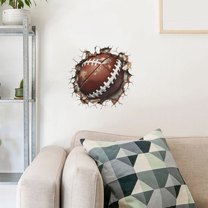 3D football breaking wall decal for boys room sports themed home decor sticker