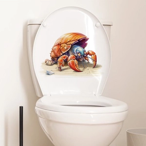 3D ocean hermit crab waterproof wall sticker for bathroom toilet lid decoration
