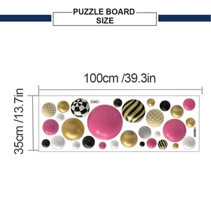 Size diagram for colorful ball wall stickers showing 100cm by 35cm dimensions