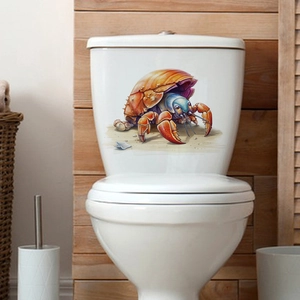 Waterproof cartoon hermit crab sticker for bathroom toilet tank and wall decoration