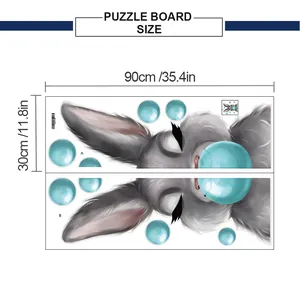 Tabella taglie con layout 90x30cm per adesivi murali puzzle con coniglio di Pasqua