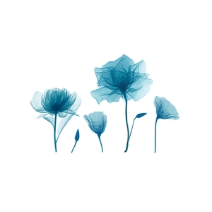 Stickers muraux fleurs bleues translucides style rayons X pour chambre et décor de salon