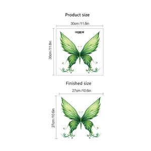Sticker mural papillon vert avec dimensions 30x30cm et design auto-adhésif pour décoration