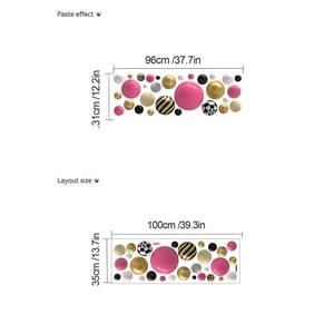 Colorful ball wall stickers with stripe and polka dot patterns, 100x35cm PVC wall decals
