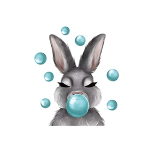 Adesivo murale con coniglio di Pasqua che soffia bolle per soggiorno e camera da letto