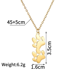 Titanium steel necklace with gold-plated hollow double cat paw prints pendant design