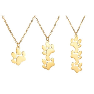 Minimalist Stainless Steel Paw Print Necklace Gold Plated Hollow Cat Dog Footprint Pendant Dainty Animal Jewelry For Women Pet Lovers Gift