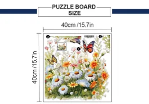 Detailed size chart for the butterfly and floral wall sticker measuring 40cm by 40cm