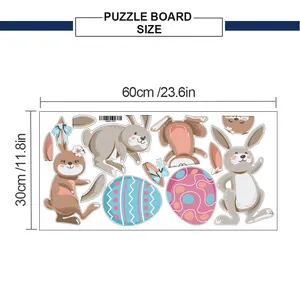 Size guide for Easter bunny wall stickers showing dimensions of 60x30cm on white background