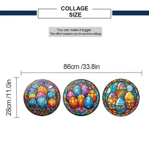 Tableau des tailles pour stickers muraux œufs de Pâques 3D mesurant 86cm par 28cm pour déco
