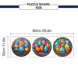 Tableau des tailles pour autocollants muraux œufs de Pâques 3D mesurant 90x30 cm