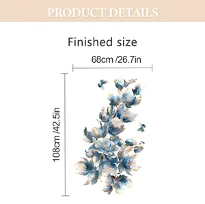 Detaillierte Maßtabelle mit 68x108cm Endmaß für die floralen Wandaufkleber