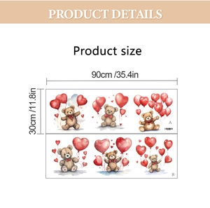 Detailed view of cartoon bear wall stickers with size 90x30cm for bedroom decoration