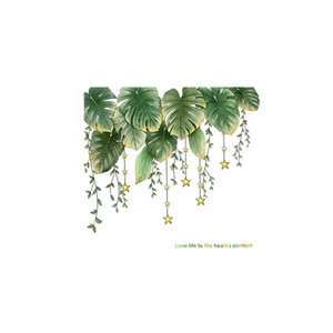 Wandsticker mit tropischen Palmblättern Monstera Goldsternen und inspirierenden Zitaten