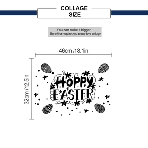 Hoppy Easter wall sticker collage dimensions showing 46cm x 32cm size for home decor