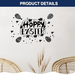 Detailed view of Hoppy Easter wall sticker with floral motifs on a white indoor wall
