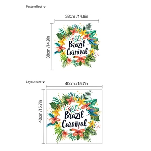 Brazil Carnival wall stickers with tropical flowers and layout size 40x40cm