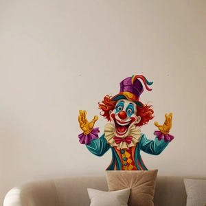 Colorful circus clown wall sticker featuring a vibrant cartoon design for home decoration