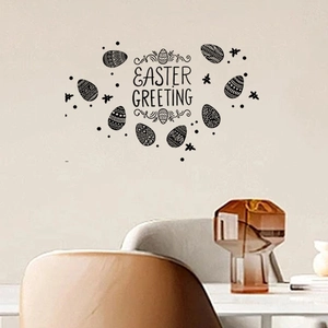 Easter greeting wall stickers with decorative eggs for living room and bedroom decor