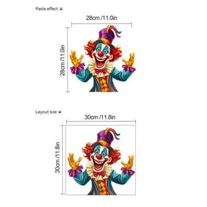 Funny circus clown wall decal, removable PVC sticker for home and party decoration