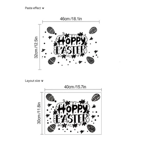 Hoppy Easter removable wall sticker with colorful eggs and stars in 46x32cm size
