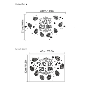 Easter Greeting wall decals with decorative eggs and stars in black minimalist PVC style