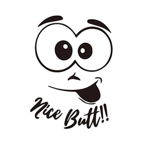 Funny cartoon smiling face toilet sticker with Nice Butt text for bathroom decoration