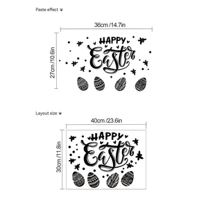Happy Easter black wall decal with geometric eggs and stars decoration layout