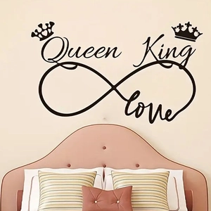Queen And King Infinity Love Wall Stickers For Bedroom Living Room Decor Black Artistic Crown Removable Self Adhesive PVC Wall Decals