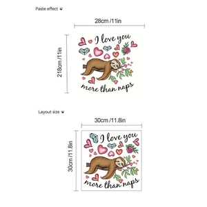 Sticker mural paresseux dessin animé avec citation pour décoration de salle de bain