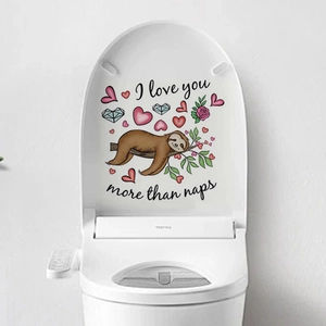 Sticker abattant WC paresseux avec citation I love you more than naps et cœurs
