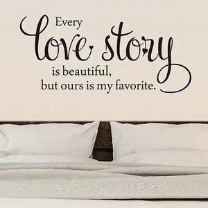 Every Love Story Is Beautiful Quote Wall Sticker Romantic Heart Pattern PVC Removable Art Decal For Bedroom Living Room Decor