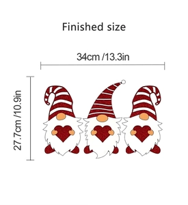 Finished size dimensions of cartoon gnomes with red hearts wall stickers decor