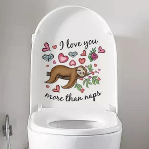 Détail de sticker abattant WC paresseux avec texte I love you more than naps mignon