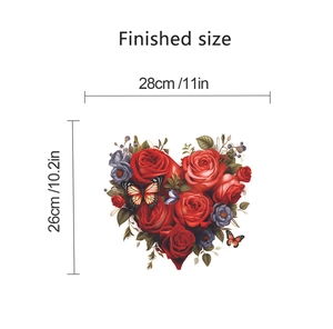 Detailed dimension guide for rose and butterfly self-adhesive wall stickers 28x26cm
