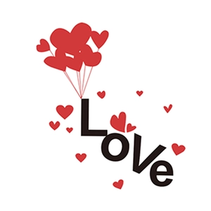 Romantic Love lettering and red heart balloons wall sticker for wedding living room decor