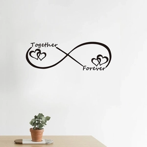 Schwarzer Infinity-Wandtattoo Together Forever mit Herzen für Wohnzimmer-Deko